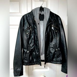 Faux leather jacket faux fur lining